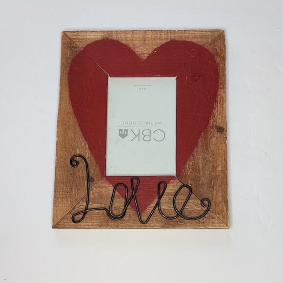 Valentine's Day Rustic Wooden Heart Picture‎ Frame Stand Wired Love Writing - Picture 11 of 11